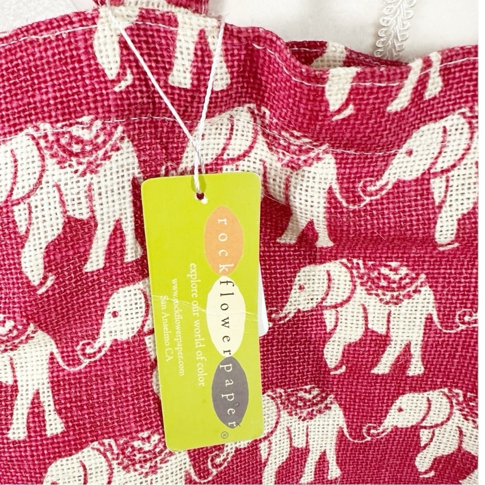NWT- RockFlowerPaper Elephant Pink Jute Tote - Picture 3 of 6